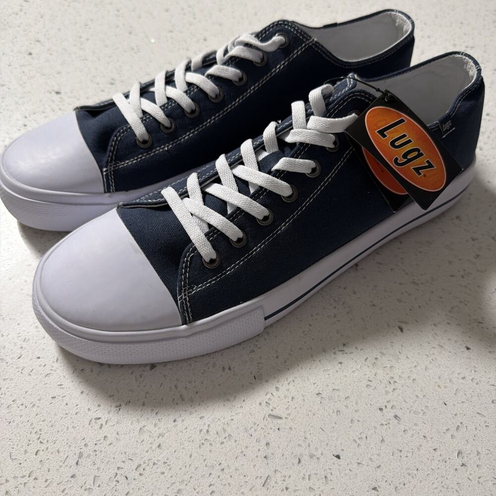 Lugz unisex Stagger Lo Fashion Sneaker, Navy/White size Men 12